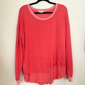 Umgee Cabincore Summer Lagenlook Linen Hi Low Tunic Top Size XL